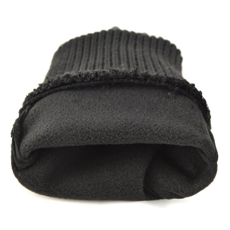Black Waterproof Fleece Winter Gloves for Sports
