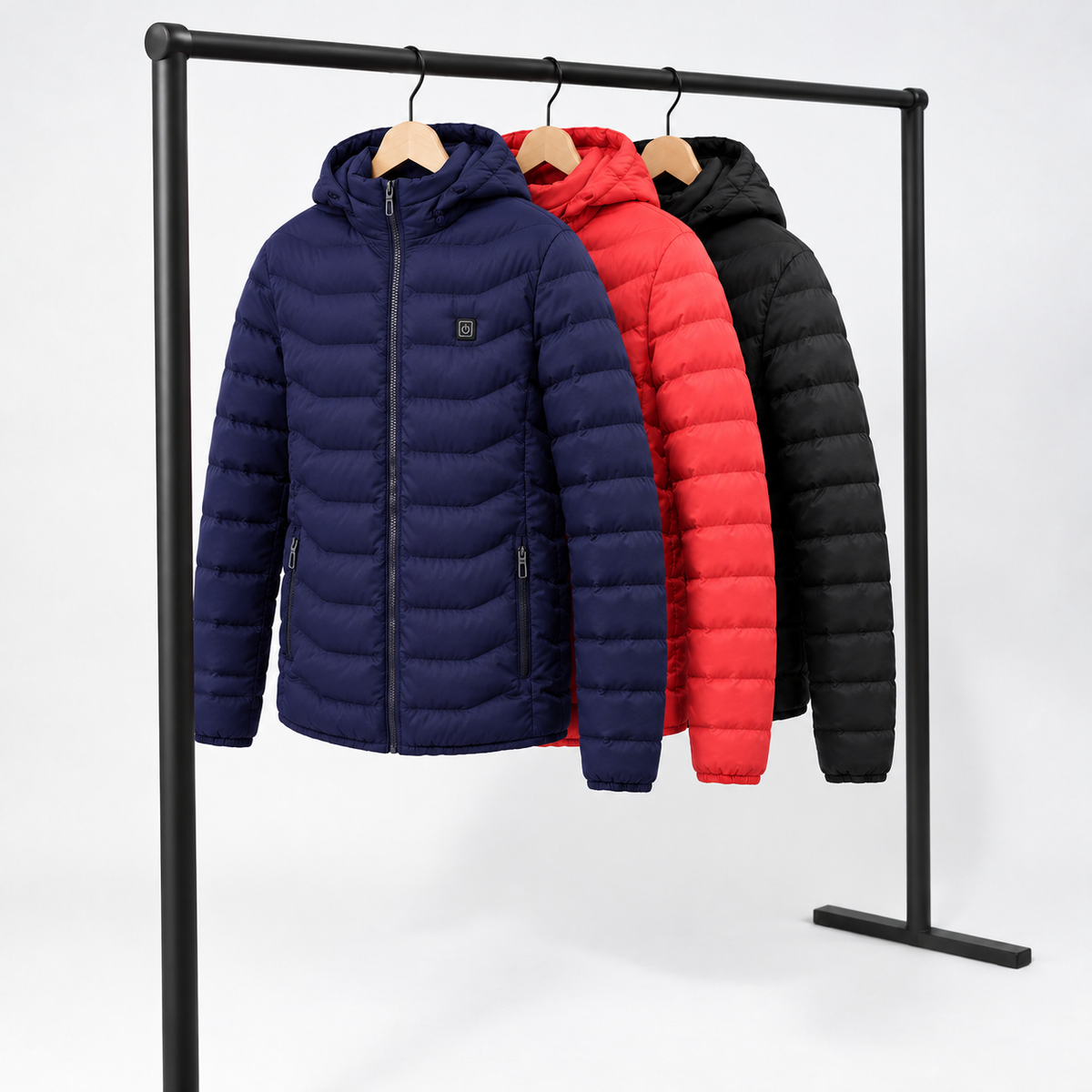 Verwarmde jas met afneembare capuchon