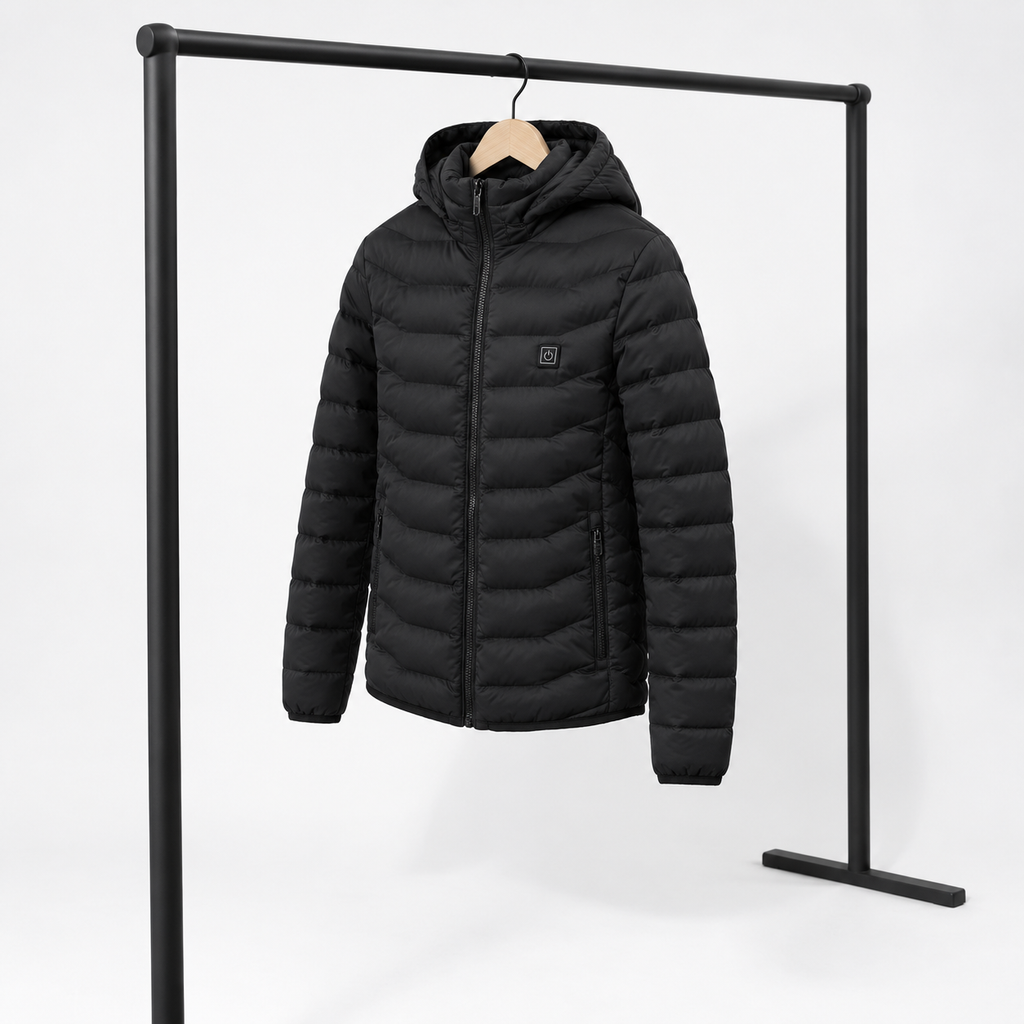 Verwarmde jas met afneembare capuchon