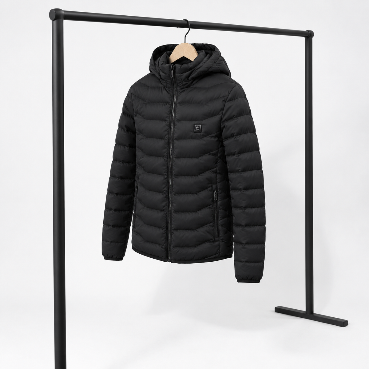 Verwarmde jas met afneembare capuchon