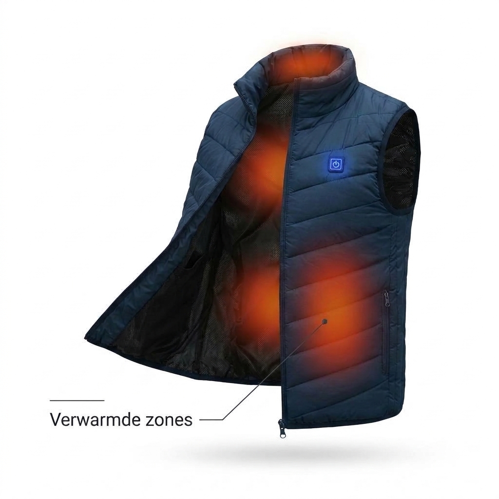 Verwarmde bodywarmer met verwarmde zones op rug en borst